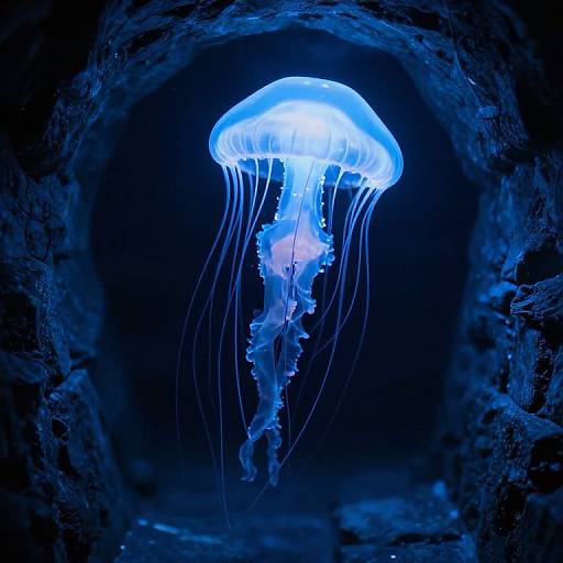 Ethereal Jellyfish in Mystical Tunnel