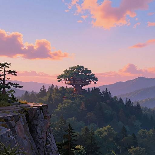 Sunset Tree Village Panorama