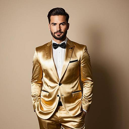 Man in Shiny Gold Satin Suit