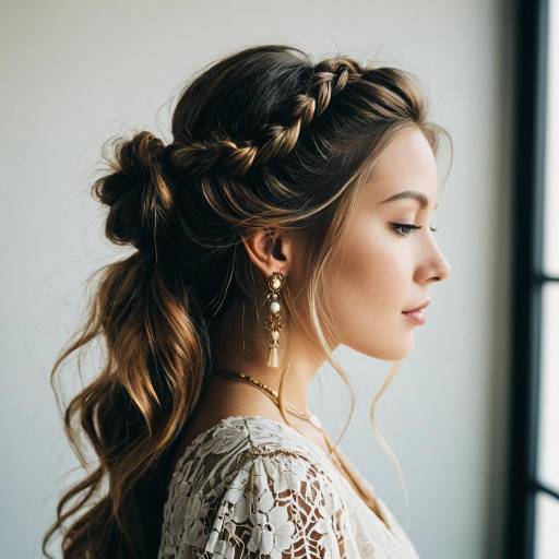 Woman with Boho Half-Updo Hairstyle