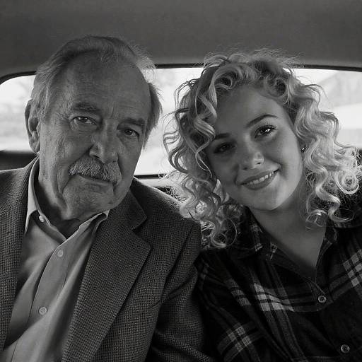 Elderly Man and Young Woman in Car