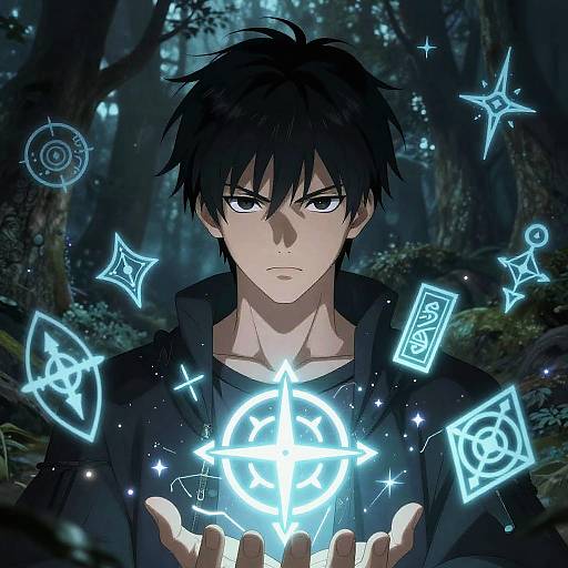 Anime Boy with Magical Dark Fantasy