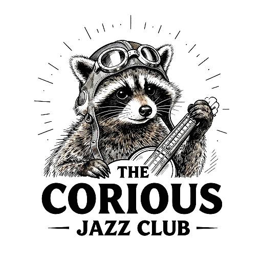 Retro Curious Raccoon Jazz Branding