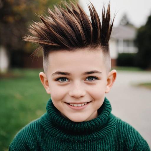 Boy with Mohawk Hairstyle Smiling Outdoors