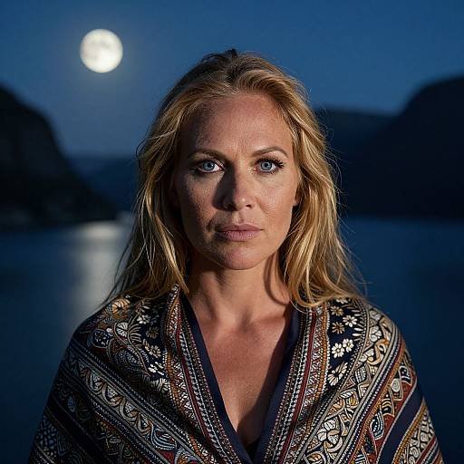 Moonlit Portrait of Pacific Islander Woman