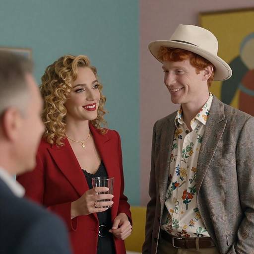 Vibrant Portrait of Friends in Colorful Space