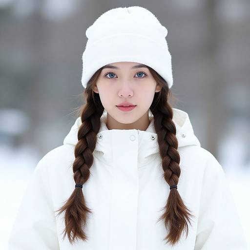 Winter White Outfit with Twin Braids