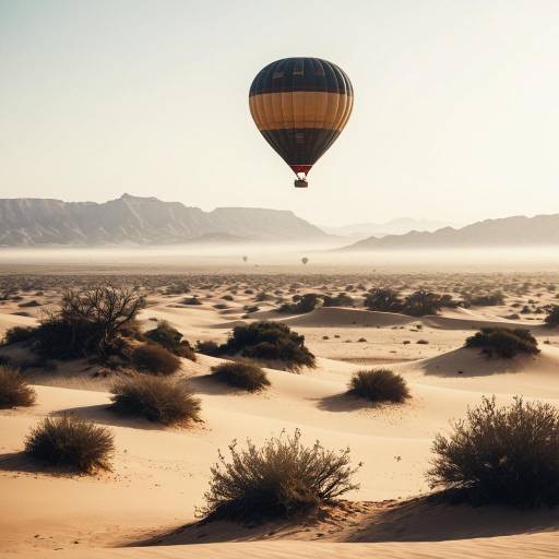 Hot Air Balloon Over Desert Plateau Hot Air Balloon Over Desert Plateau