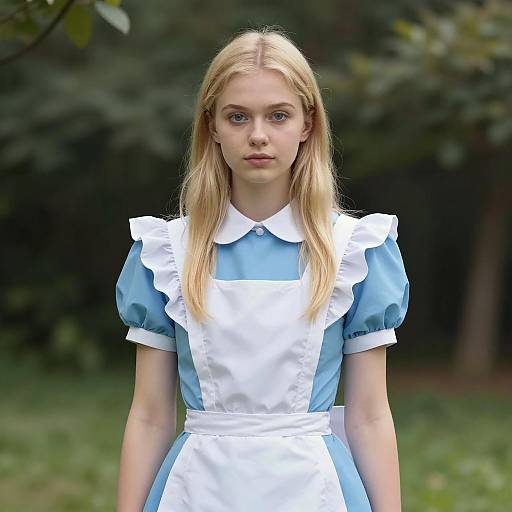 Young Woman in Blue Alice Costume Portrait