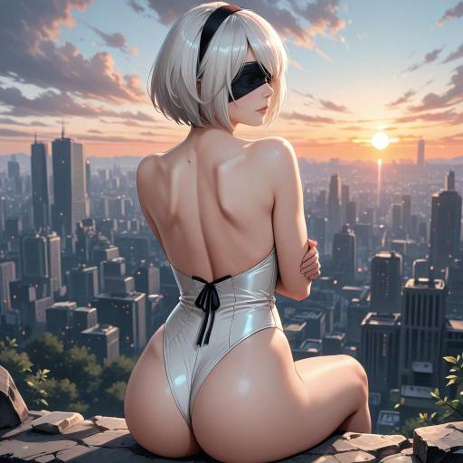 Cowgirl in a Distant Sunset
