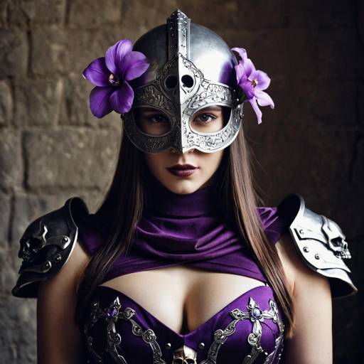 Armored Girl with Purple Floral Accents