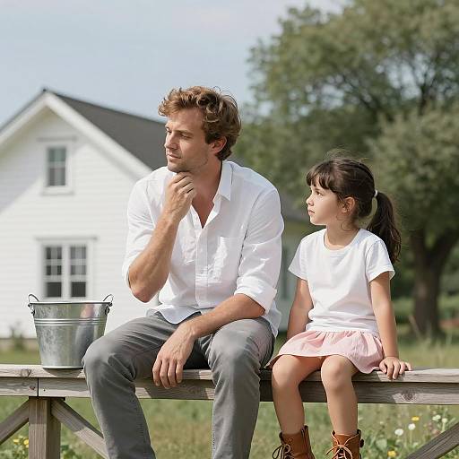 Joyful Moments: Man and Girl Outdoors