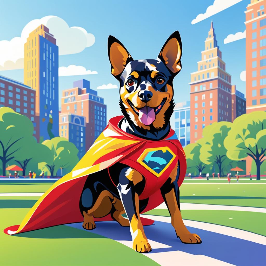 Superhero Dog in Energetic Park Scene