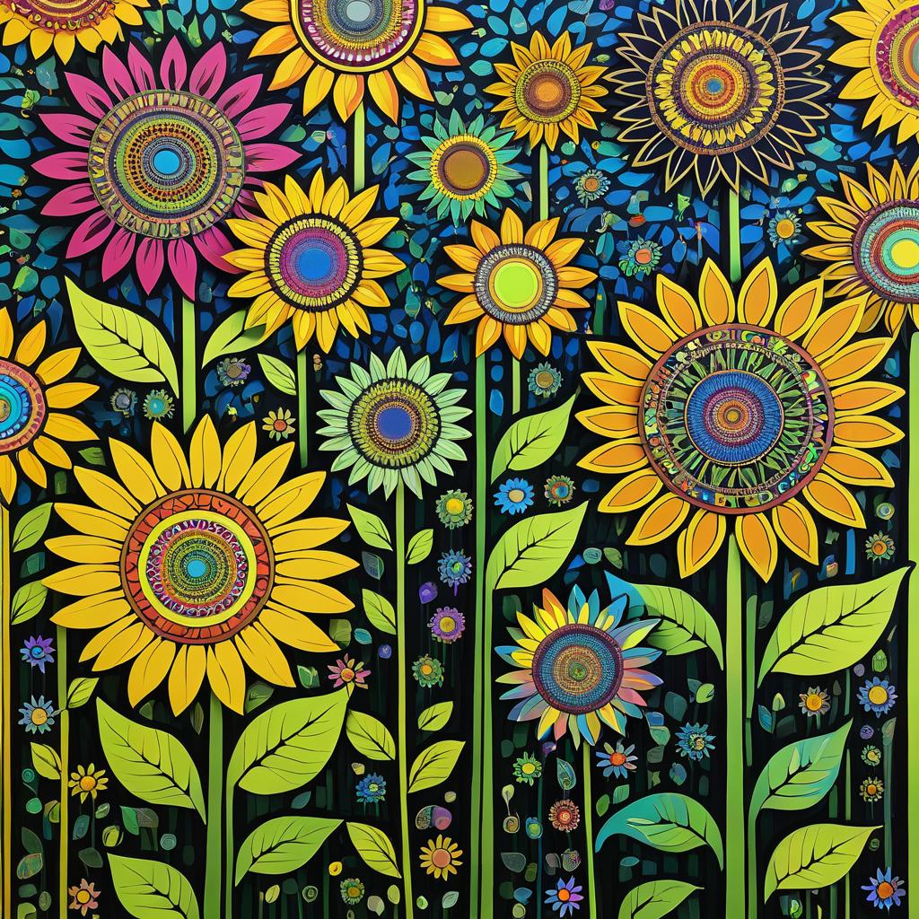 Whimsical Circuitry Sunflowers in Aurora