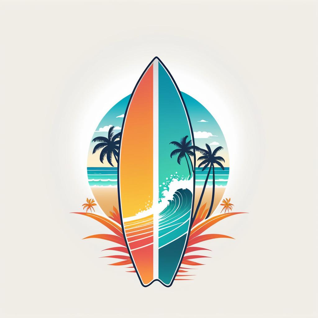 Tropical Surfboard T-Shirt Design