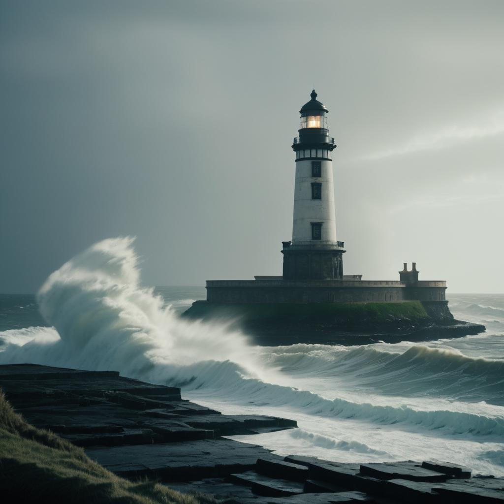 Cinematic Lighthouse Ruins in Timeless Style