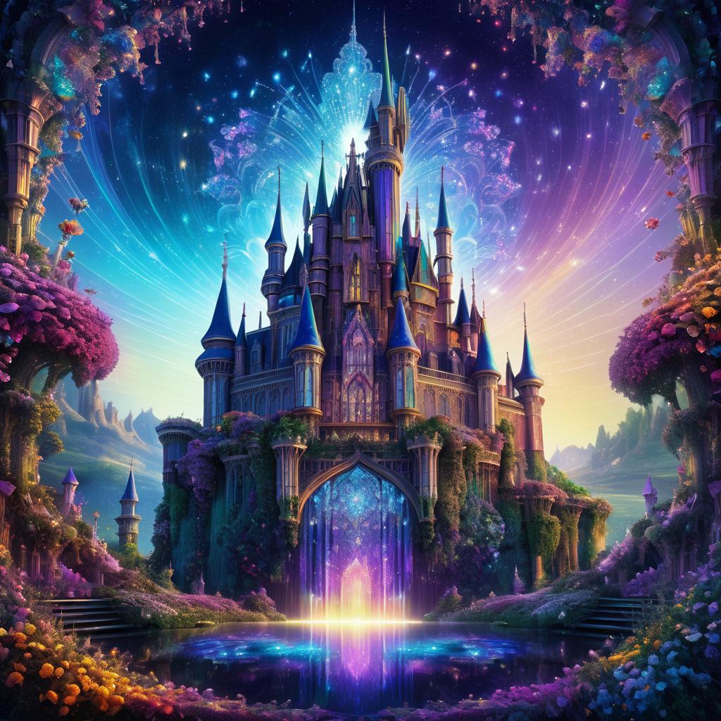 Psychedelic Flower Castle Fantasy Portrait