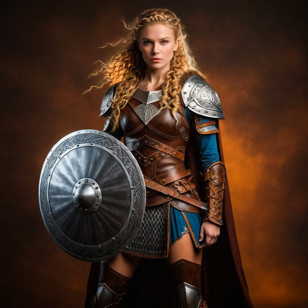 Fierce Viking Shieldmaiden in Action