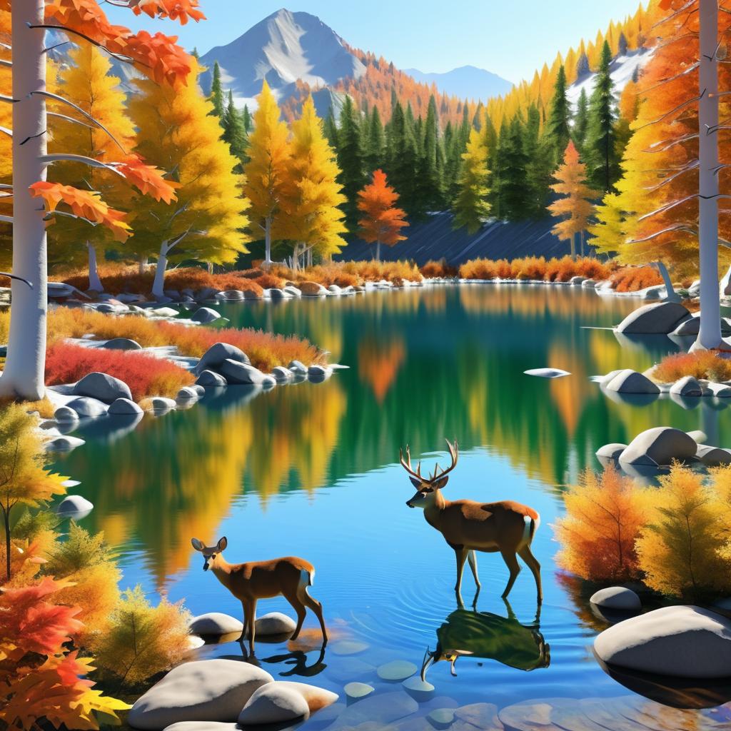 Tranquil Autumn Scene with Deer