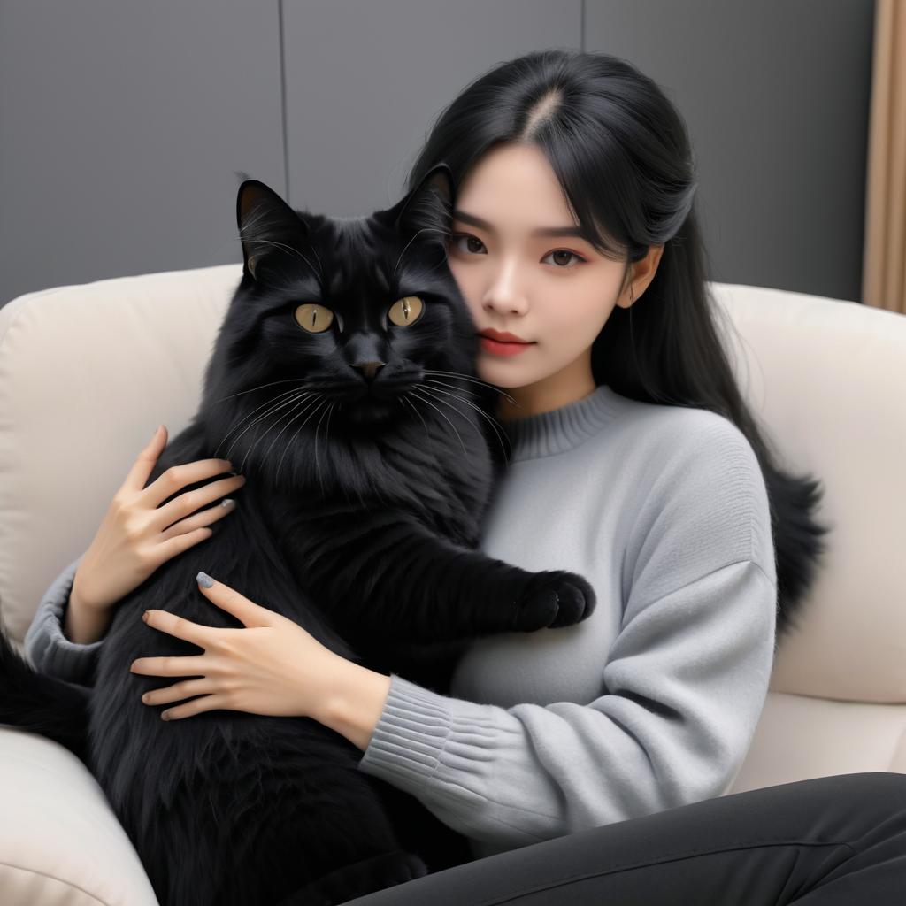 Woman Embracing Cats: A Warm Moment