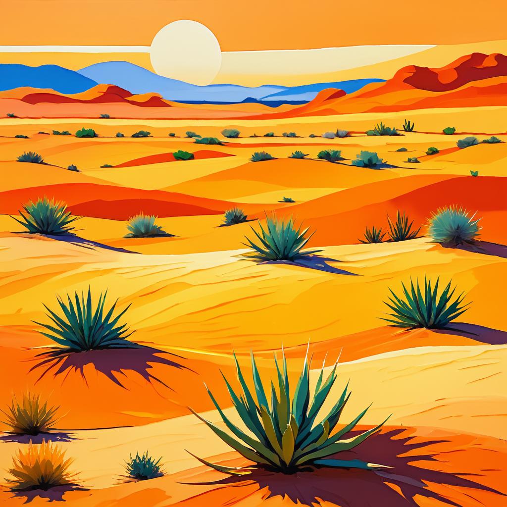 Vibrant Desert Landscape in Impressionist Style