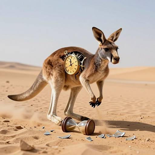 Clockwork Kangaroo in Desert