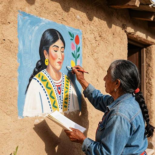 Latina Folk Artist Painting Mural