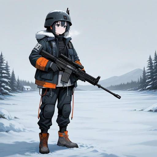 Military Stance Amidst Snowy Terrain