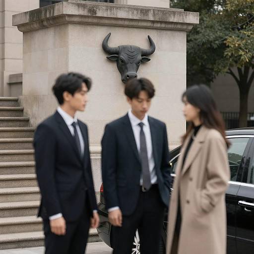 Blurred Faces by the Black Car