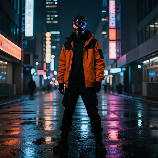 Futuristic Neon Masked Urban Vigilante
