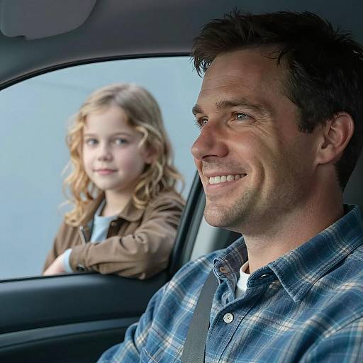 Smiling Man with Girl in Background