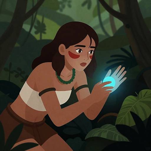 Mystical Jungle Woman with Glowing Object