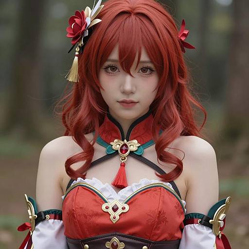 Anime-Style Red-Haired Girl Cosplay