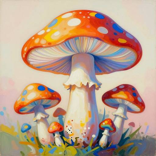 Vibrant Abstract Geometric Mushrooms