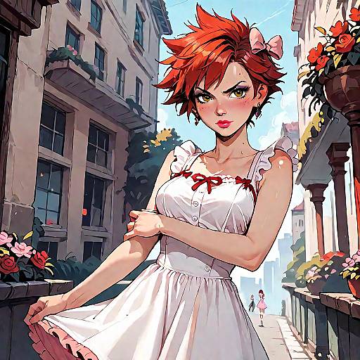 Red-Haired Tomboy in Pink Sundress