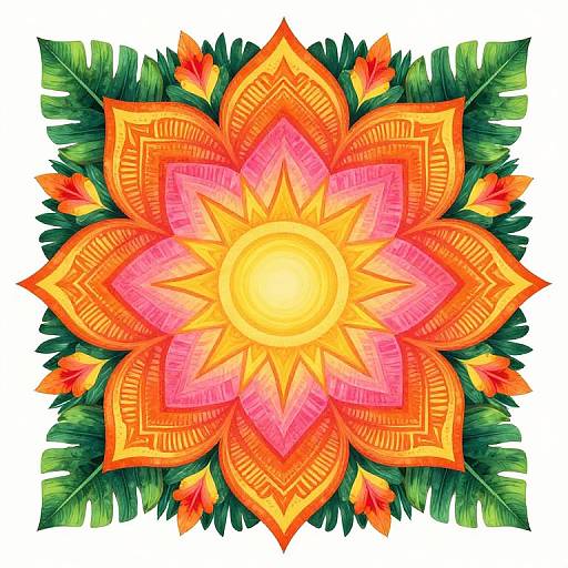 Vibrant Hawaiian Mandala Sunburst Poster