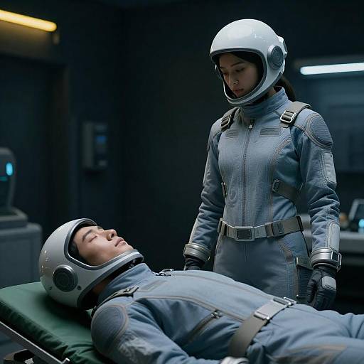 Futuristic Encounter in a Dark Room