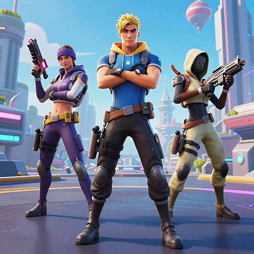 Fortnite Characters in Futuristic Battle