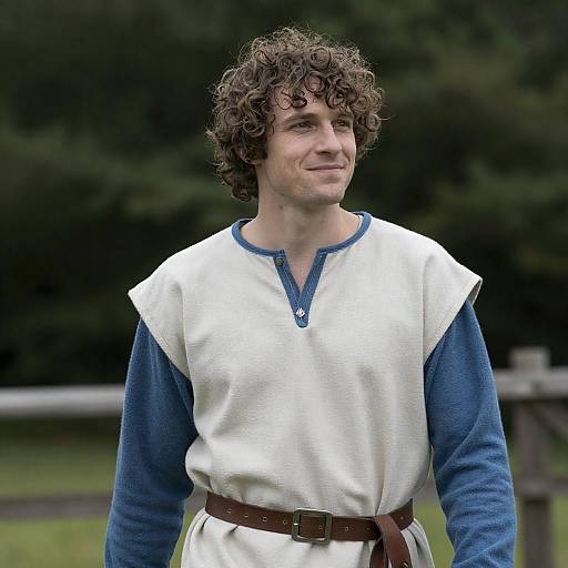 Curly Haired Man in Medieval Tunic