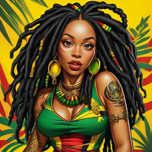 Stylish Woman with Dreadlocks and Tribal Accessories
