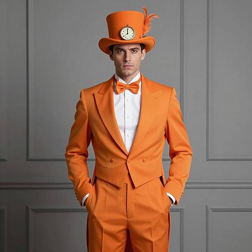 Man in Orange Tuxedo with Clockwork Hat