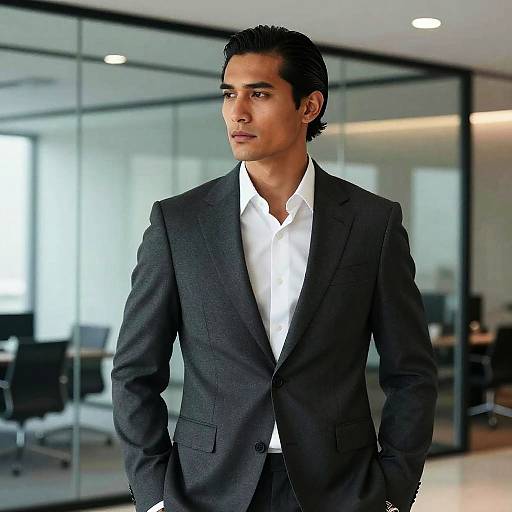 Confident Man in Modern Office Lobby
