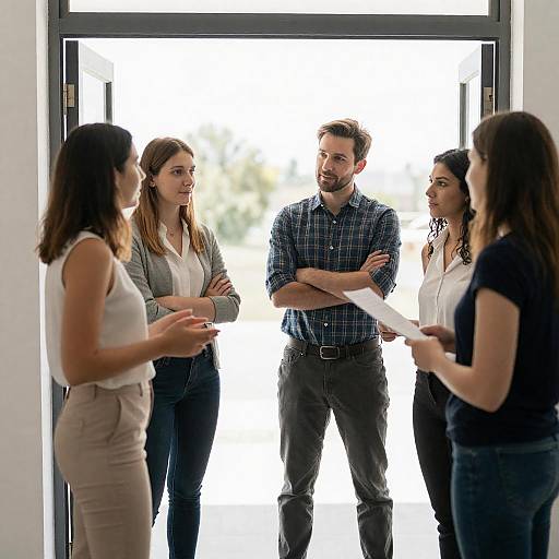 Group in Sunlit Doorway Photo