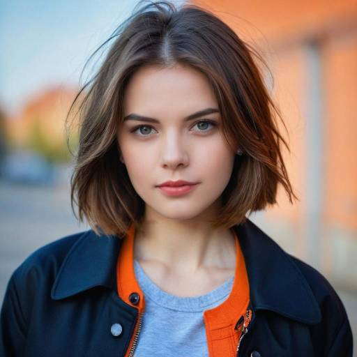 Young Woman with Brown Hair in Black Jacket
