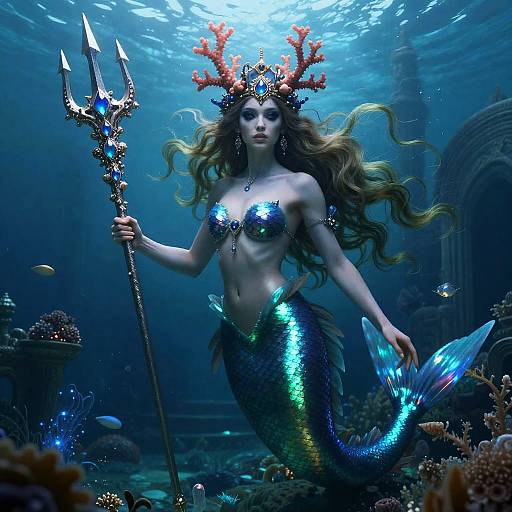 Neo-Baroque Mermaid Queen with Trident