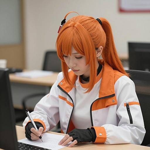 Determined Anime Girl in Soft Lighting