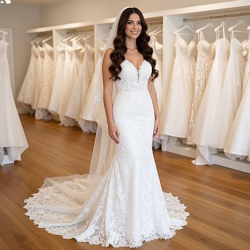 Smiling Bride in Elegant Mermaid Gown