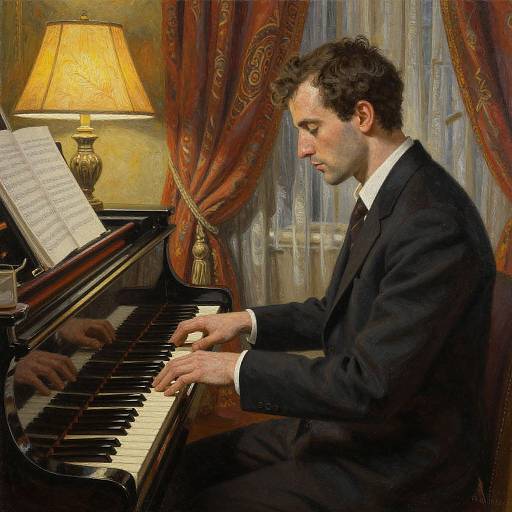 Ultra-Realistic Man Playing Piano
