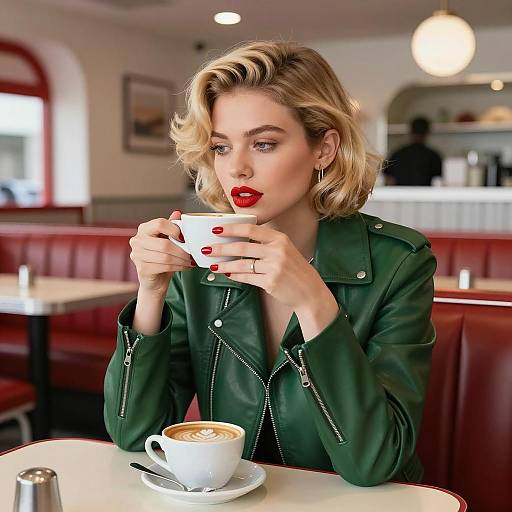 Chic Woman in Retro Diner Setting