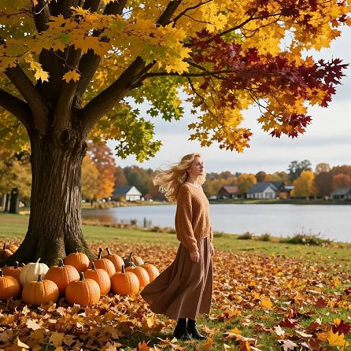 Autumn Portrait of Golden-Haired Girl
